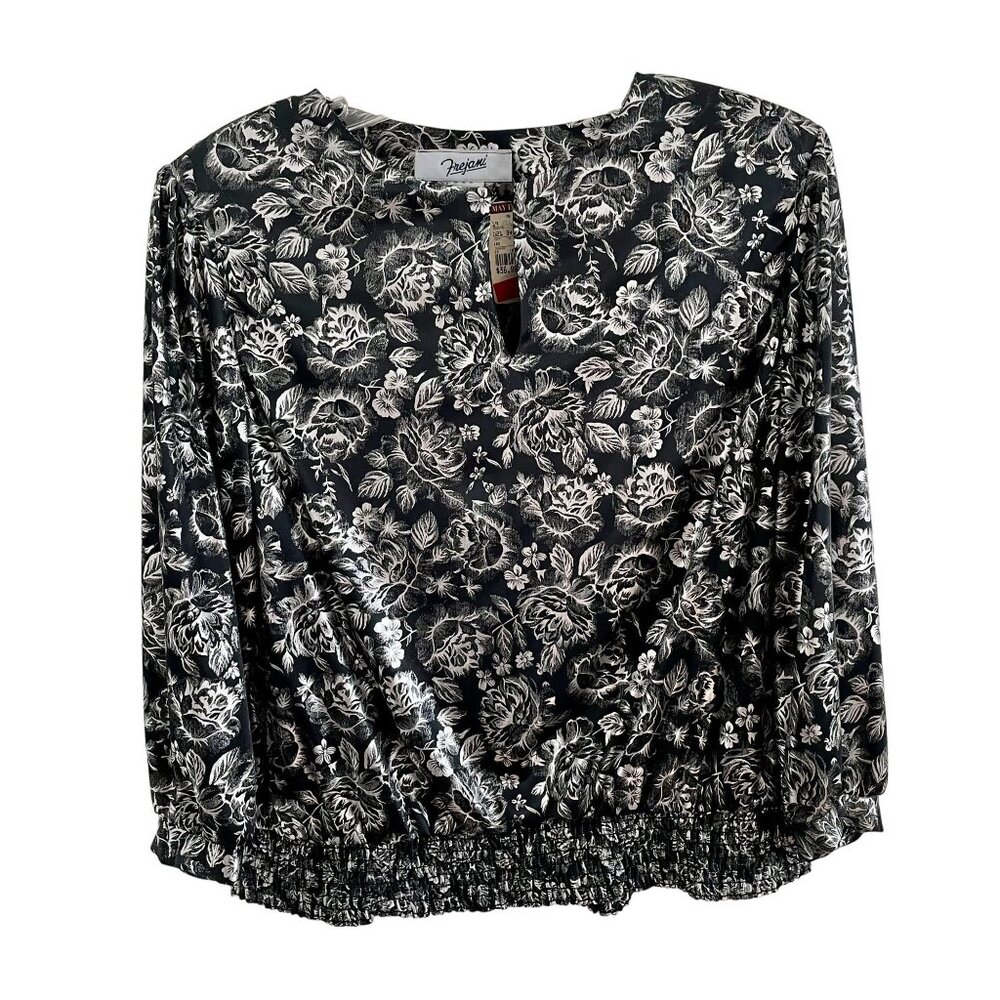 Women's Vintage 80s/90s Frejani Metallic Shiny Floral Disco Club Top Sz 10 NWT